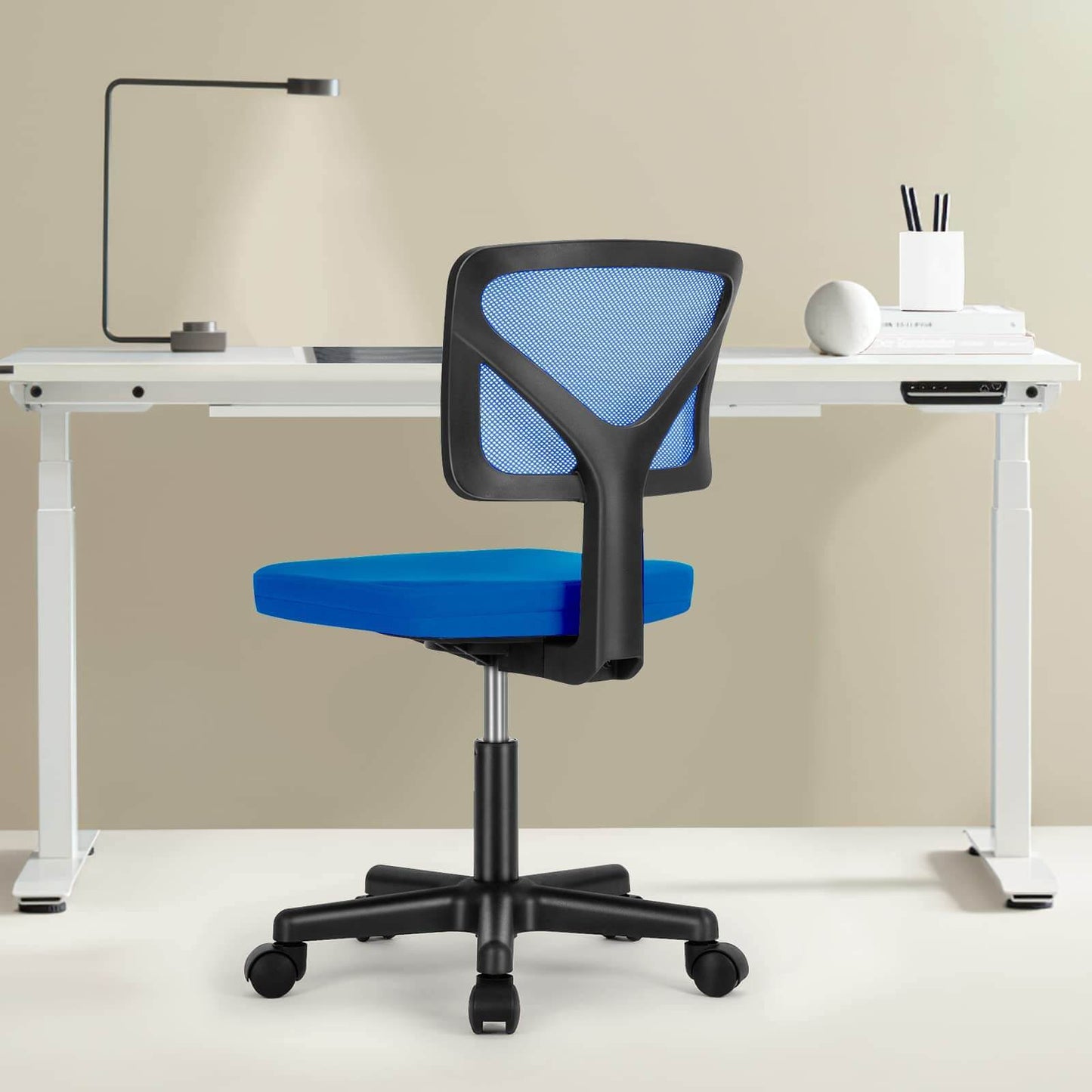 Low Back Mesh Armless Office Chair – Ergonomic, Adjustable, Space-Saving Desk Chair for Home or Study in Multiple Colors