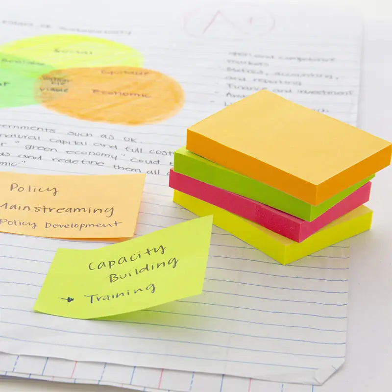 70 Ct. 1.5" X 2" Neon Stick On Notes (4/Pack) - Sticky Notes