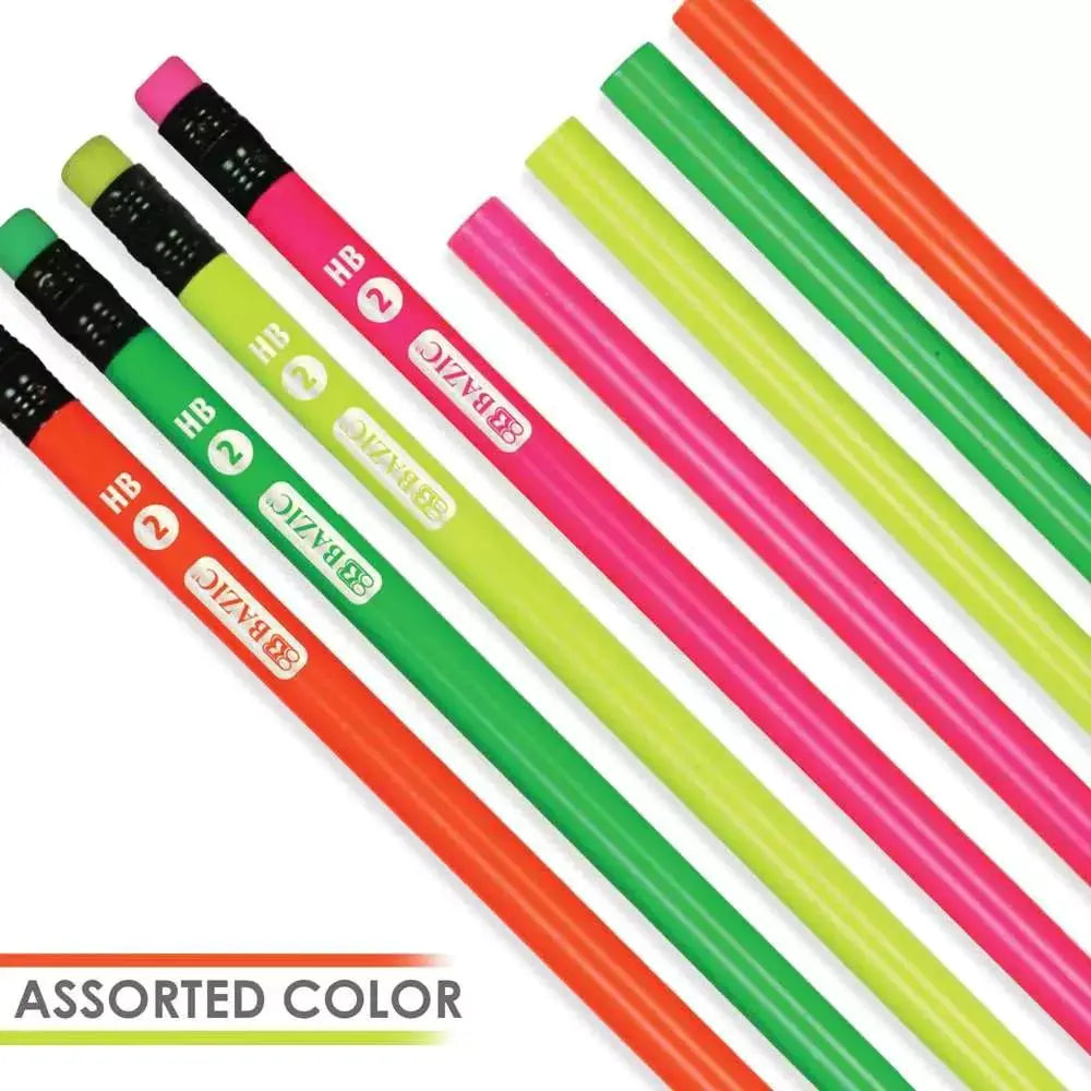 Wood Pencil w/ Eraser Fluorescent (8/pack)