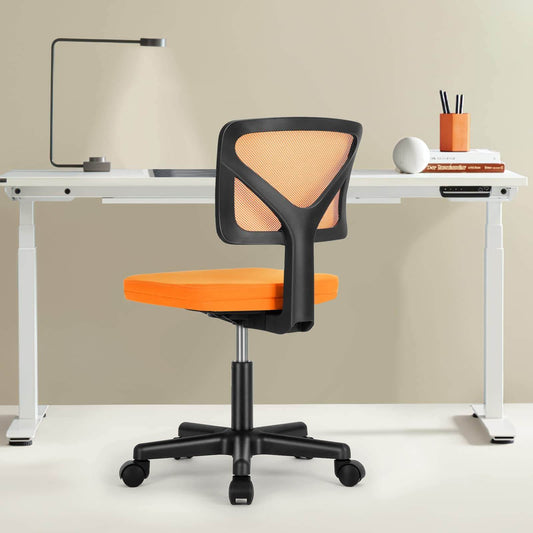 Low Back Mesh Armless Office Chair – Ergonomic, Adjustable, Space-Saving Desk Chair for Home or Study in Multiple Colors
