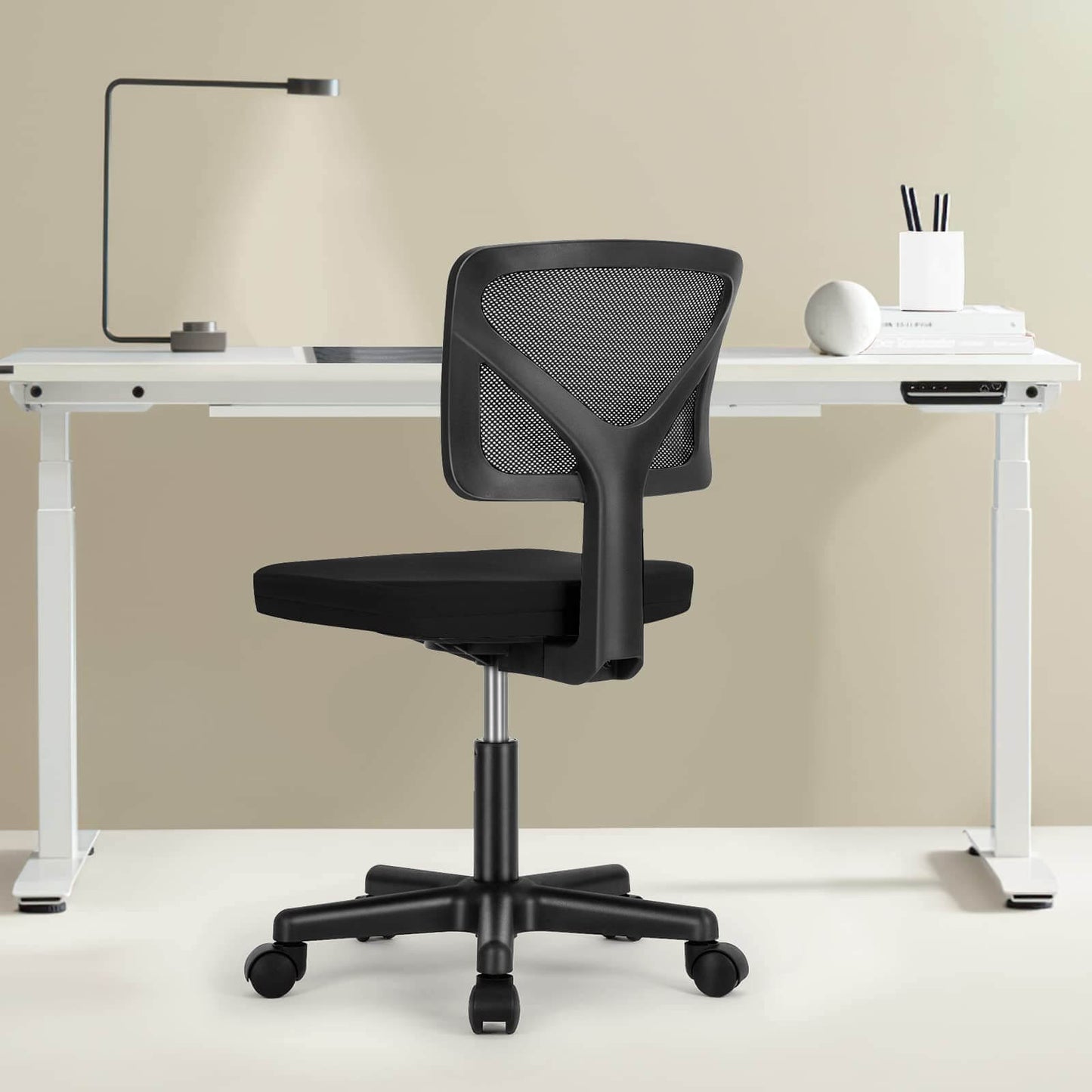 Low Back Mesh Armless Office Chair – Ergonomic, Adjustable, Space-Saving Desk Chair for Home or Study in Multiple Colors