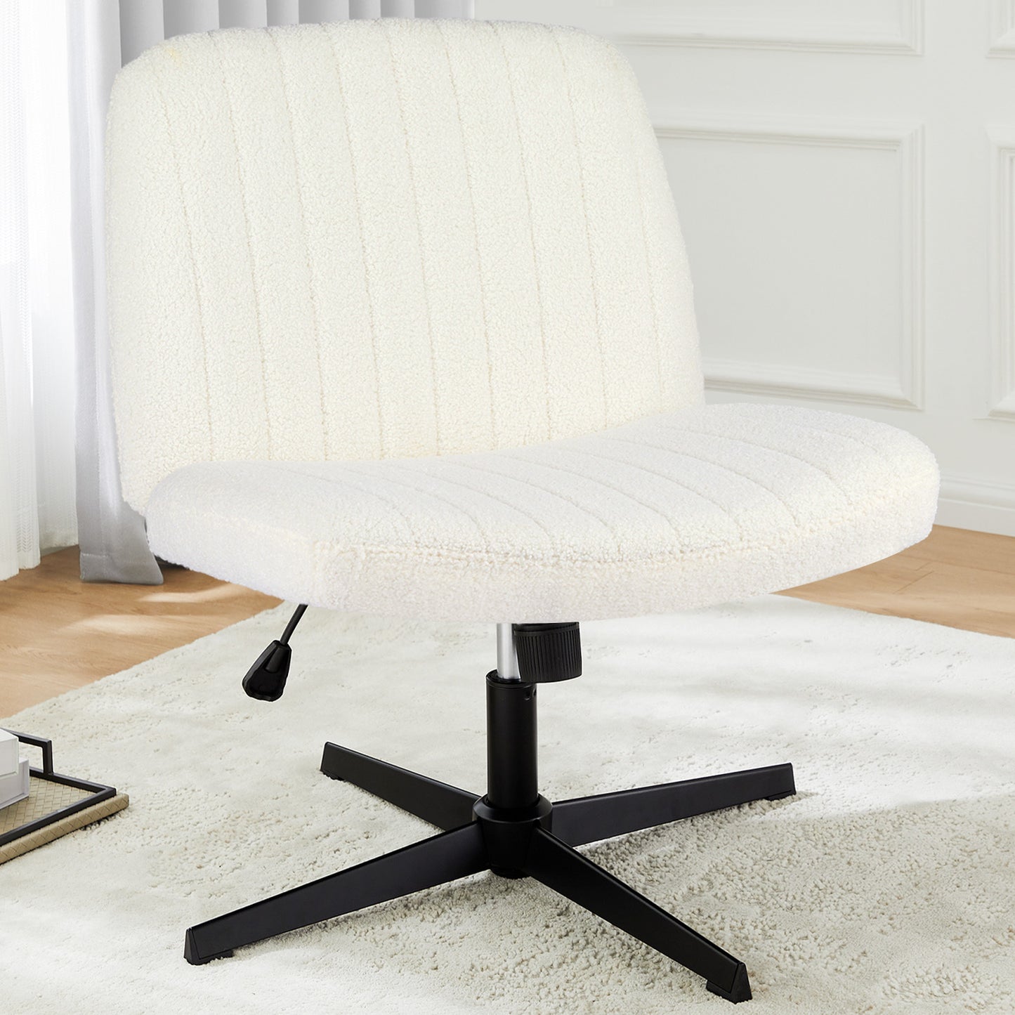 Cross-Legged Office Chair – Armless, Height Adjustable, Swivel & Rocking Desk Chair for Home or Office, Comfortable Cushion, Non-Slip Base