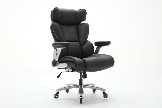 Big and Tall Office Chair – 500lbs Weight Capacity, Adjustable Lumbar Support, Ergonomic Leather Executive Chair with Flip-Up Armrests & Wider Seat, Breathable and Comfortable