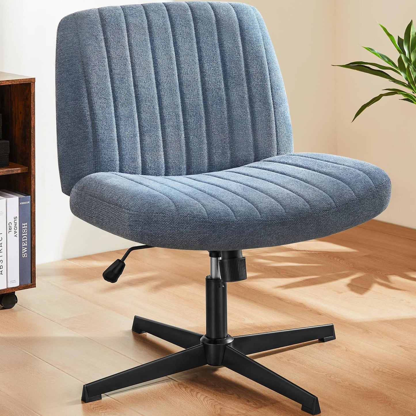 Cross-Legged Office Chair – Armless, Height Adjustable, Swivel & Rocking Desk Chair for Home or Office, Comfortable Cushion, Non-Slip Base