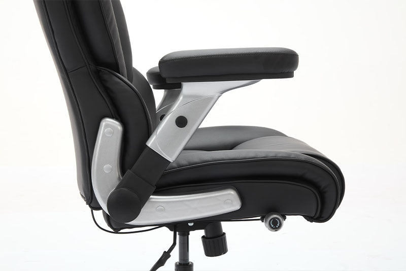 Big and Tall Office Chair – 500lbs Weight Capacity, Adjustable Lumbar Support, Ergonomic Leather Executive Chair with Flip-Up Armrests & Wider Seat, Breathable and Comfortable