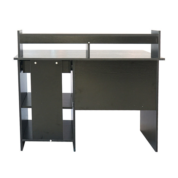 Modern E1 15MM Chipboard Computer Desk – One Drawer, Two Tiers with Keyboard Rack, Spacious Storage, Pure White/Black Finish for Study & Work