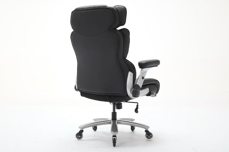 Big and Tall Office Chair – 500lbs Weight Capacity, Adjustable Lumbar Support, Ergonomic Leather Executive Chair with Flip-Up Armrests & Wider Seat, Breathable and Comfortable
