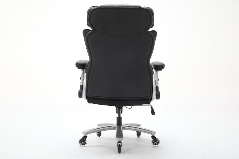 Big and Tall Office Chair – 500lbs Weight Capacity, Adjustable Lumbar Support, Ergonomic Leather Executive Chair with Flip-Up Armrests & Wider Seat, Breathable and Comfortable