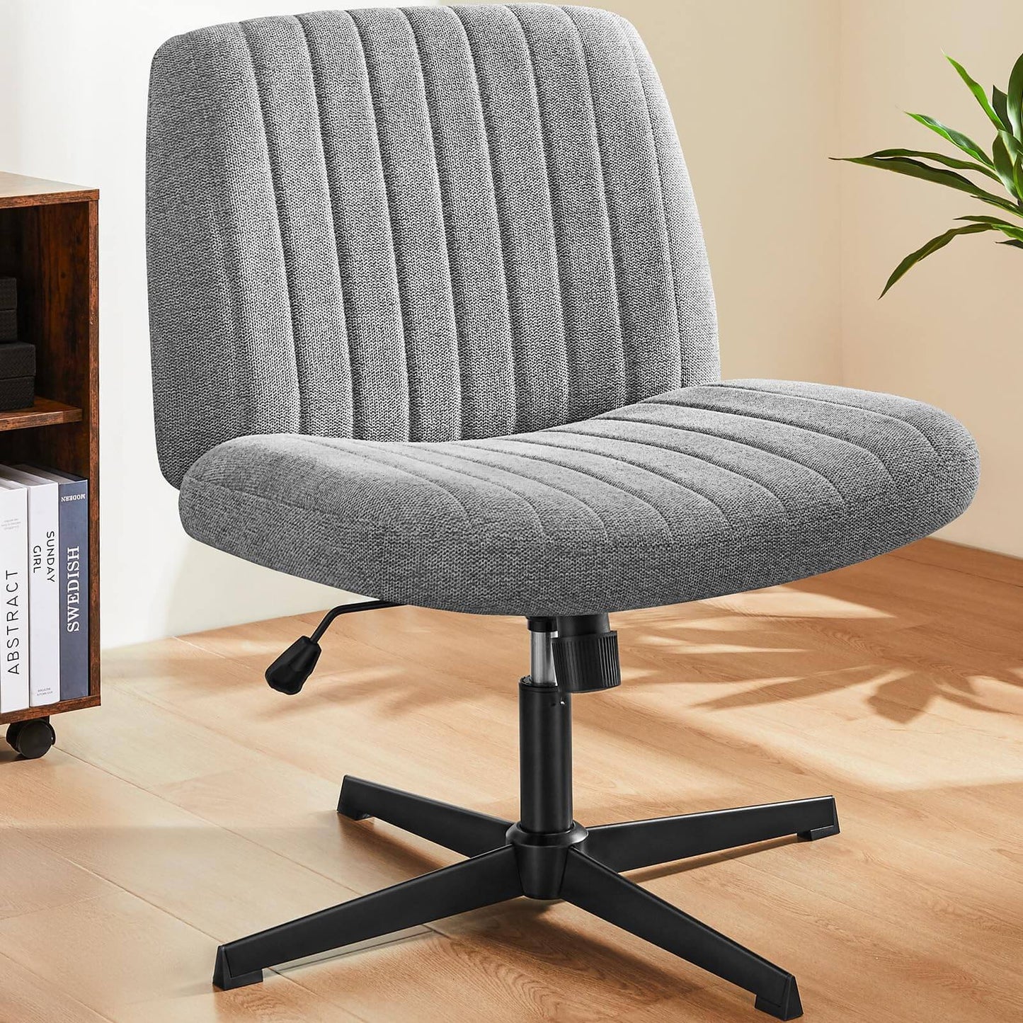 Cross-Legged Office Chair – Armless, Height Adjustable, Swivel & Rocking Desk Chair for Home or Office, Comfortable Cushion, Non-Slip Base