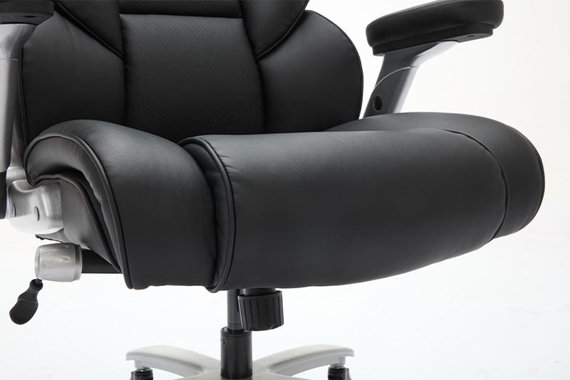 Big and Tall Office Chair – 500lbs Weight Capacity, Adjustable Lumbar Support, Ergonomic Leather Executive Chair with Flip-Up Armrests & Wider Seat, Breathable and Comfortable