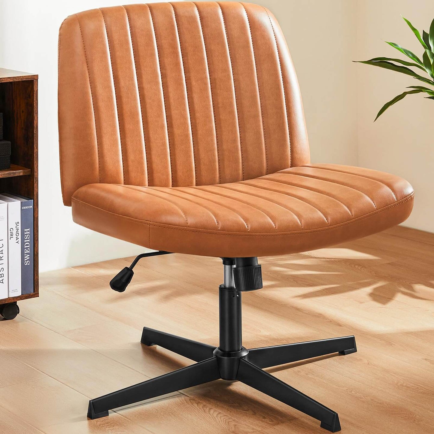 Cross-Legged Office Chair – Armless, Height Adjustable, Swivel & Rocking Desk Chair for Home or Office, Comfortable Cushion, Non-Slip Base