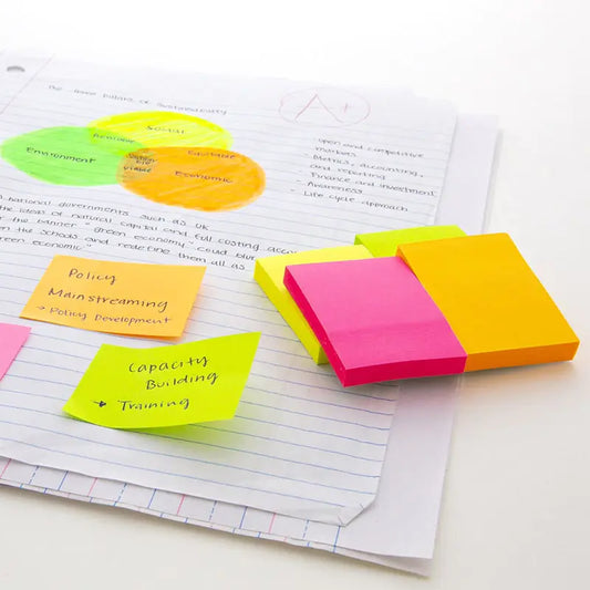 70 Ct. 1.5" X 2" Neon Stick On Notes (4/Pack) - Sticky Notes