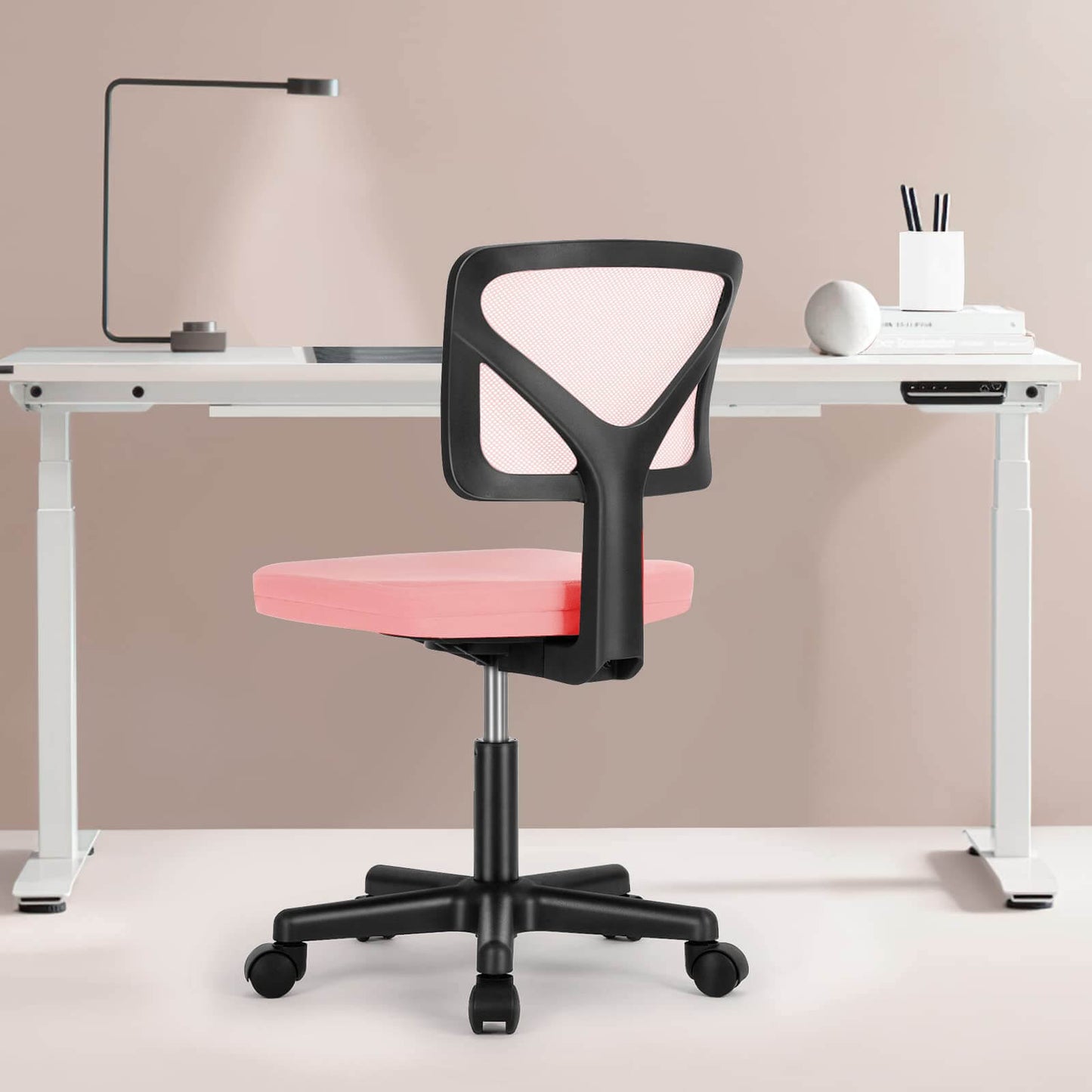 Low Back Mesh Armless Office Chair – Ergonomic, Adjustable, Space-Saving Desk Chair for Home or Study in Multiple Colors