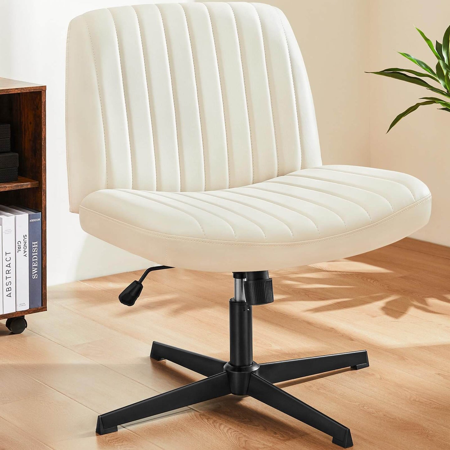 Cross-Legged Office Chair – Armless, Height Adjustable, Swivel & Rocking Desk Chair for Home or Office, Comfortable Cushion, Non-Slip Base