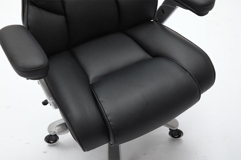 Big and Tall Office Chair – 500lbs Weight Capacity, Adjustable Lumbar Support, Ergonomic Leather Executive Chair with Flip-Up Armrests & Wider Seat, Breathable and Comfortable